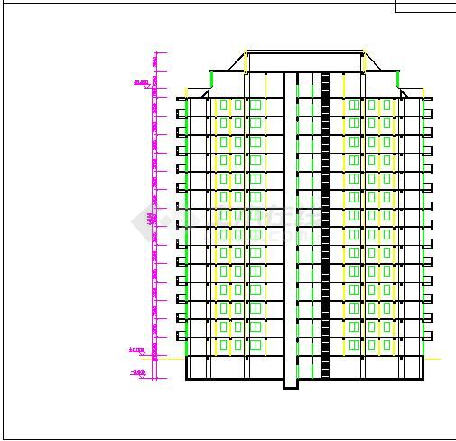某地14层住宅建筑设计图（平立面图）-图二