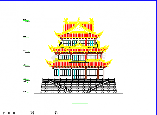 某地大型万佛殿详细建筑设计立面图-图一