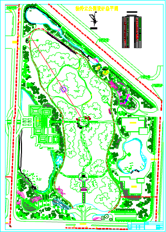 某地徐特立公园建筑设计规划总平面图-图一