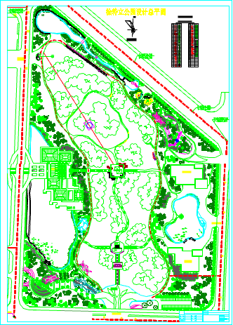 某地徐特立公园建筑设计规划总平面图_图1