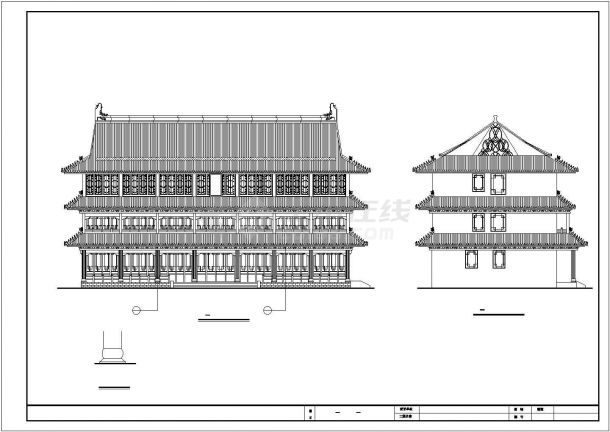 某1015.6㎡三层仿古式茶文化楼建筑施工图-图二