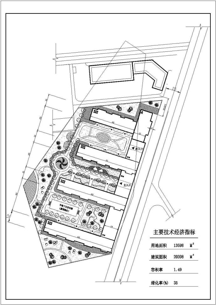 某地小型住宅楼小区规划建筑总平面图_图1