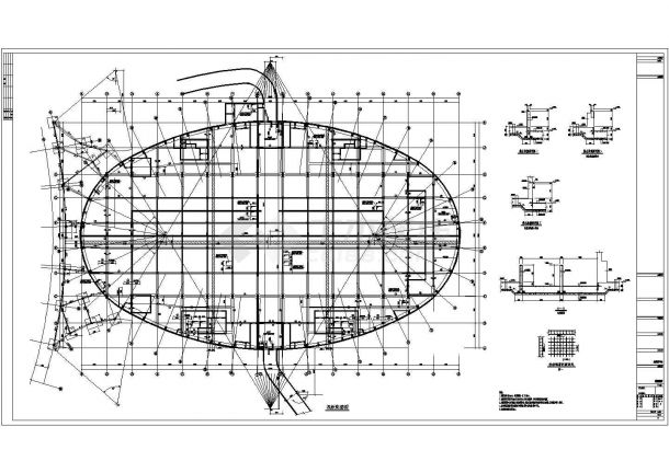 四层框架结构体育中心结构施工图(带地下室)-图二