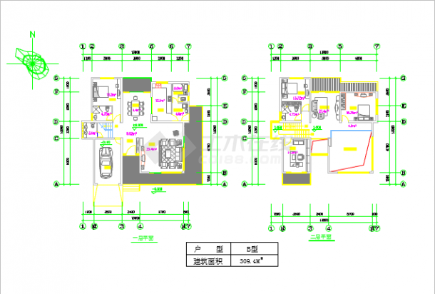 某地小型别墅建筑设计施工图（共3张）-图二