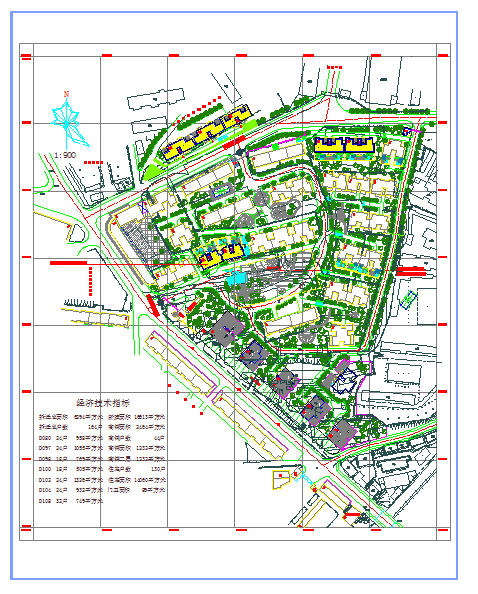 某地住宅小区规划图（含经济技术指标）-图一