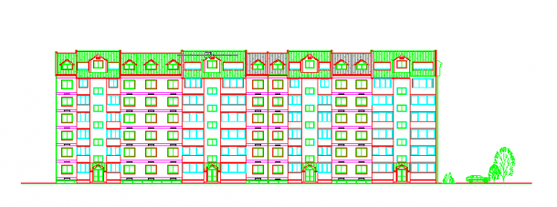 某地区多层住宅楼标准层及立面施工设计图纸-图一