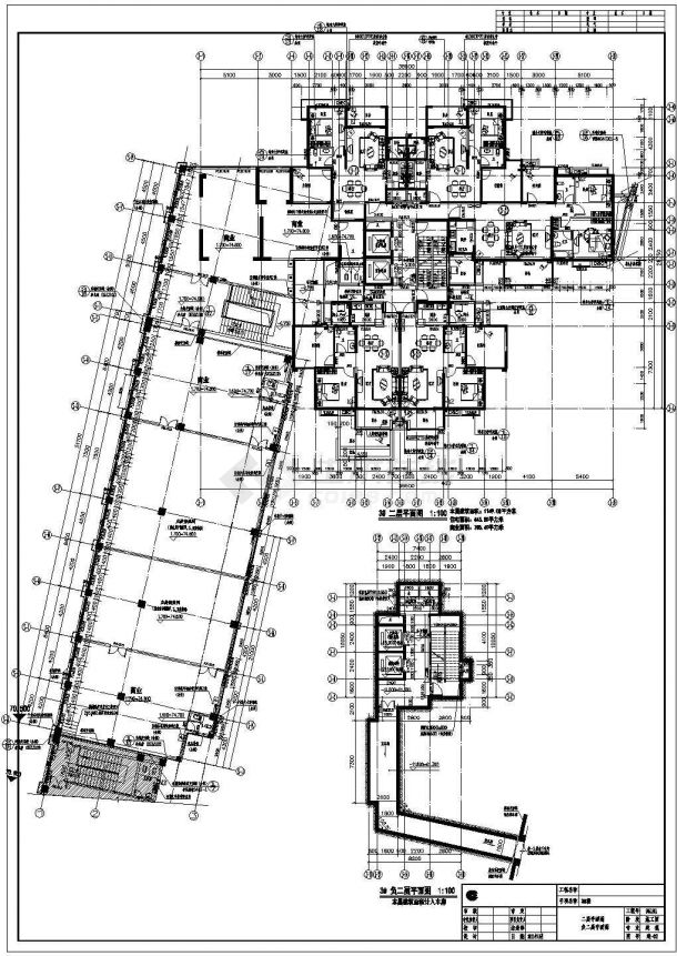 32层局部26层剪力墙结构中高档社区商住楼结构施工图（含建施、2层车库）-图二