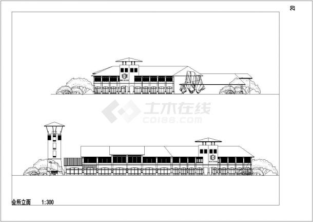 某地区小型二层会所建筑设计图纸（共4张）-图一