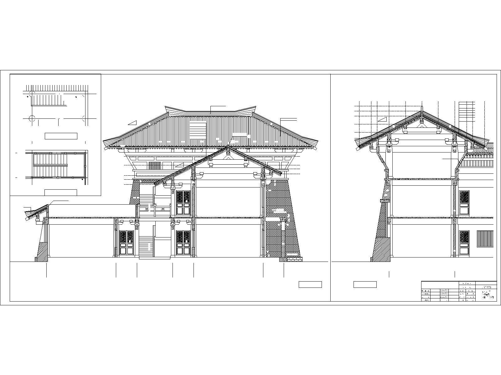 【江西】仿古3层单檐道学院设计施工图