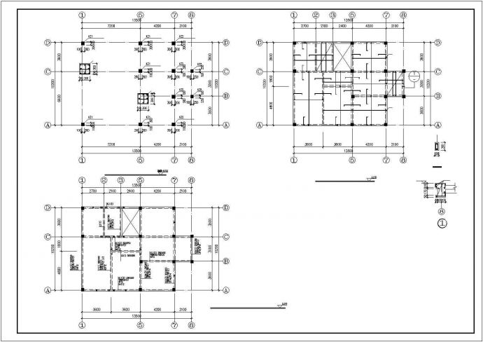 13.5米X10.2米框架别墅结构施工图（独立基础）_图1