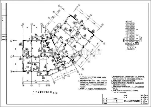 局部十二层框剪住宅结构施工图（8度抗震）-图一