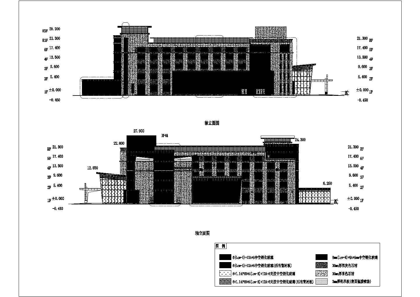 [江苏]明框玻璃幕墙框架式创意产业园建筑设计施工图VIP