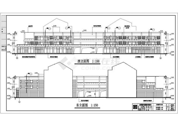 北京某3633平方米框架结构住宅小区配套三层商业楼建筑施工图-图一