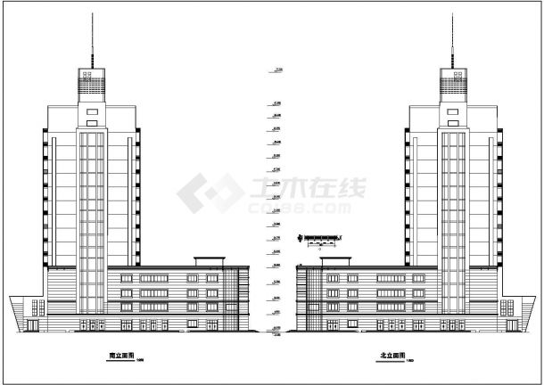 某框架结构结构十四层五星级酒店建筑方案设计图-图一