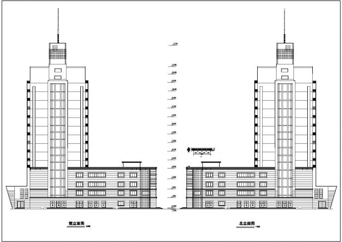 某框架结构结构十四层五星级酒店建筑方案设计图_图1