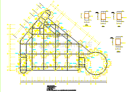 某地大型会所建筑结构设计图纸（含施工说明）-图一
