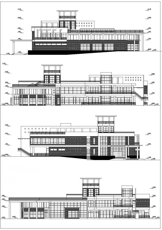 某三层会所建筑设计图纸（共3张）_图1