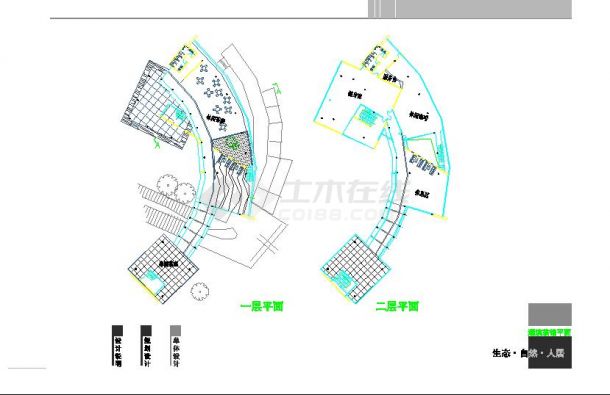 某三层生态湖滨综合茶馆建筑设计图纸-图一