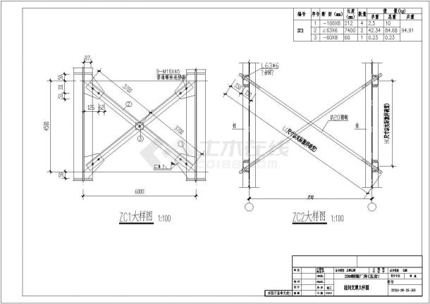 15米四连跨单层排架厂房结构施工图(带吊车含建施)-图一