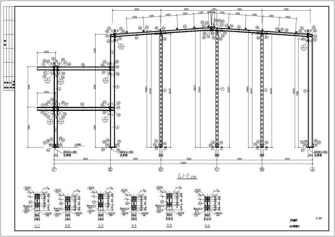 23米局部二层带附跨门式刚架厂房结构施工图_图1