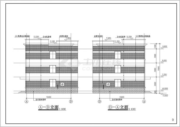 某砖混结构三层医院病房楼建筑施工图-图一