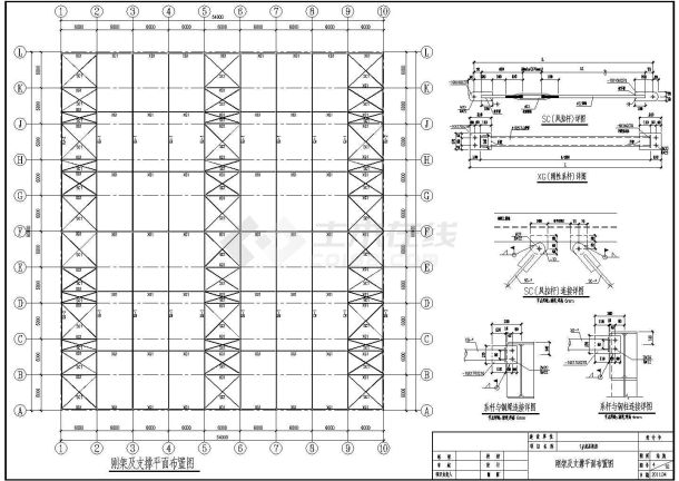 60米跨门式刚架厂房结构施工图(带雨篷)-图二