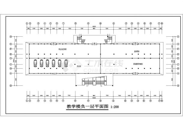某六层框架结构中学教学楼建筑方案图（高27米）-图二