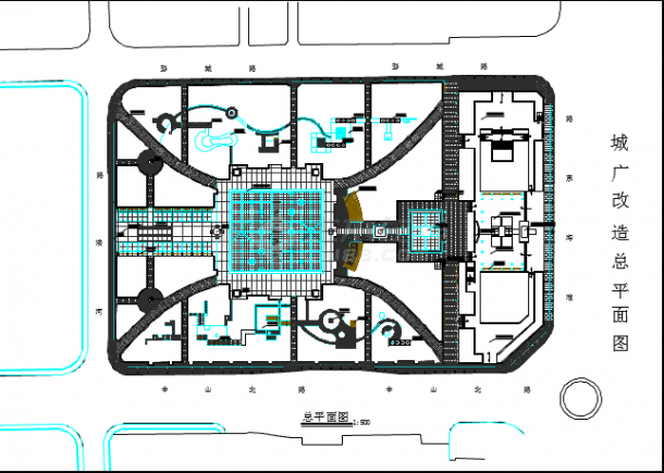 某地城市广场详细建筑设计总平面图-图一