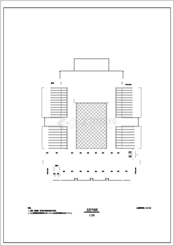 某中学10674㎡五层食堂建筑施工图-图二
