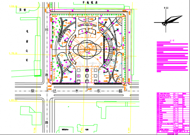 某地小型文化广场建筑设计规划详图-图一