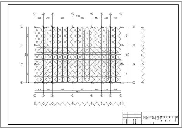 正放四角锥碳钢网架结构施工图（7度抗震）-图一