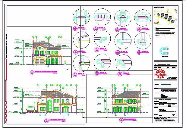 某地砌体结构欧陆风格的三层豪华别墅组团建筑群施工图_图1