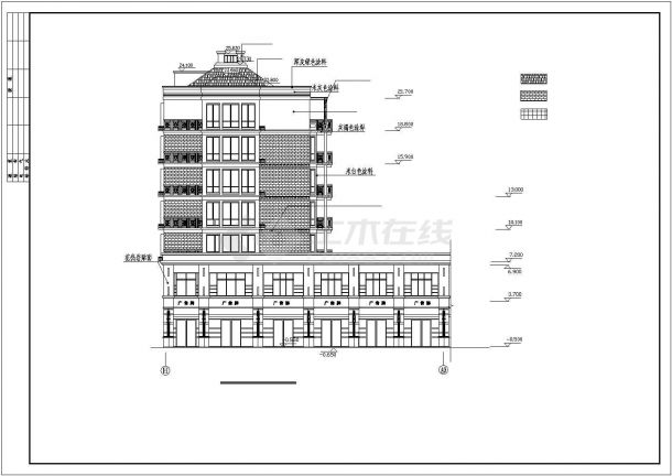 某地八层住宅楼建筑cad图（标注节点详细）-图二