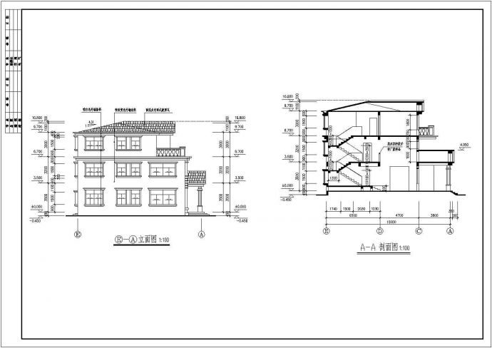 某地钢筋混凝土结构框架剪力墙三层别墅建筑cad图_图1