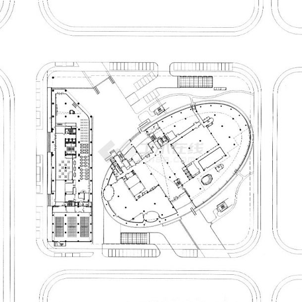 天津泰达图书馆建筑施工图（钢筋混凝土结构框架剪力墙）-图二