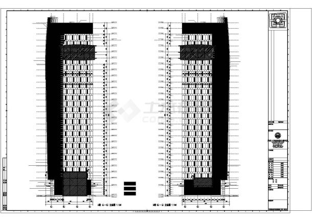 杭州市市民中心建筑cad图（含多栋楼及水暖电及结构全专业图纸）-图一