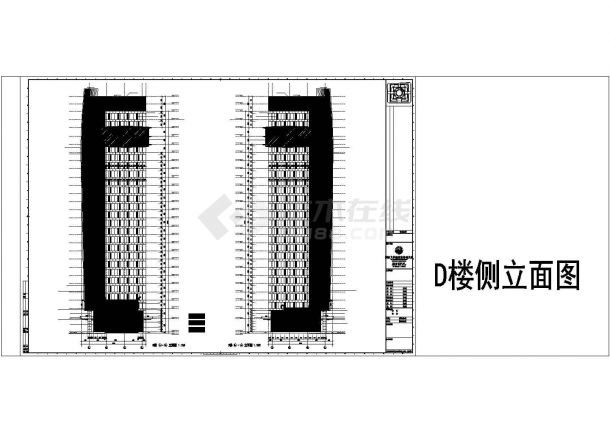 杭州市市民中心建筑cad图（含多栋楼及水暖电及结构全专业图纸）-图二