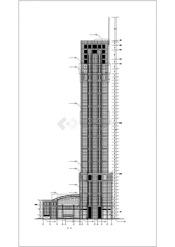 [上海]某四十六层银行大厦办公楼建筑cad图（钢筋混凝土结构框架剪力墙）-图二