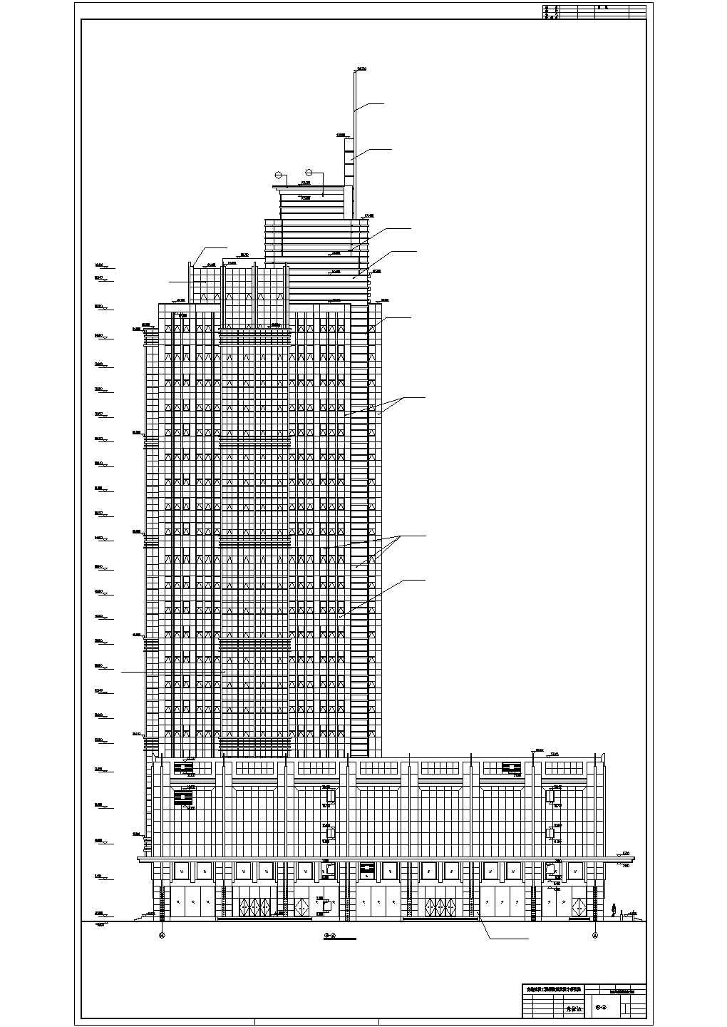 [烟台某开发区]现代商务大厦设计钢筋混凝土结构建筑cad图(含效果图)