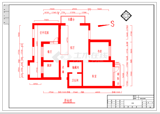 某地二室二厅家居施工图CAD图纸-图一