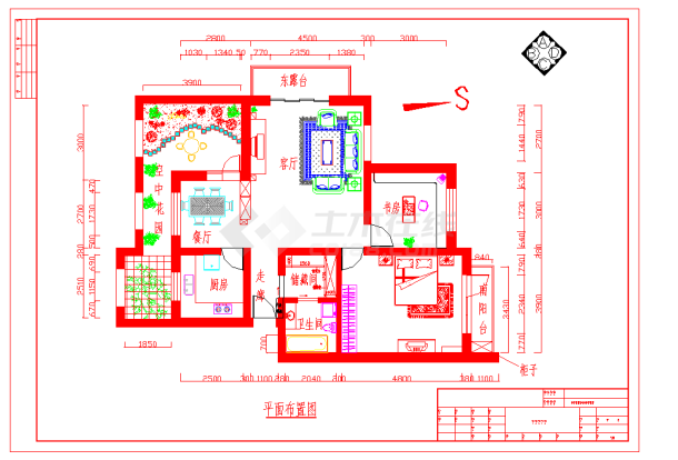 某地二室二厅家居施工图CAD图纸-图二