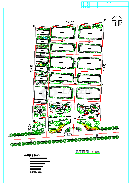 南方某地区小型厂区详细规划总平面图-图一