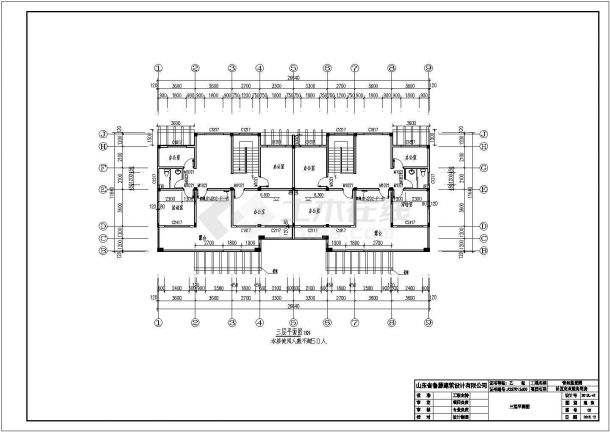[青岛]小型847㎡多层砖瓦屋面式商业办公楼房建筑施工图-图一