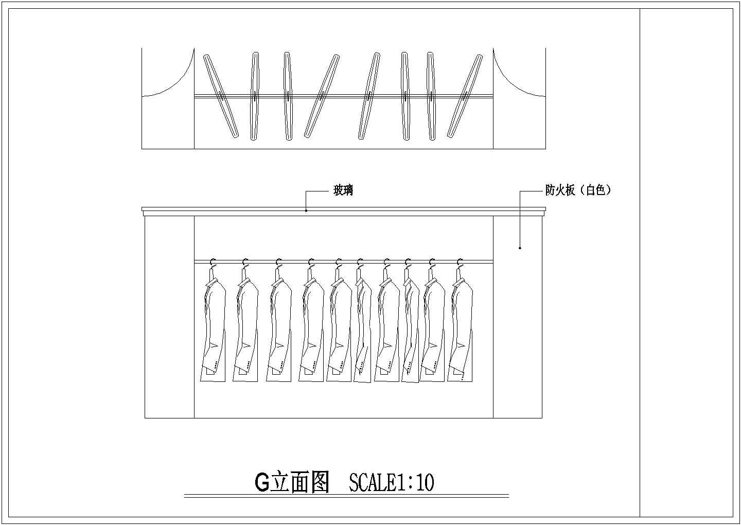 某城市商业街一间小型服装店装修设计图