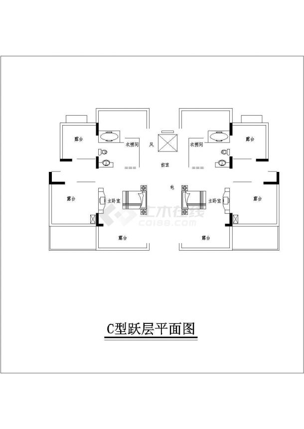 [方案]某多层、小高层板式住宅户型图（南梯、85平方米、中等户型）-图二