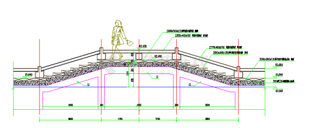 水上石栈桥平立剖面CAD布置图-图二
