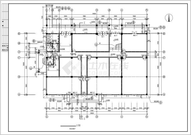 某地五层医院行政综合楼建筑cad图（钢筋混凝土结构框架剪力墙）-图二