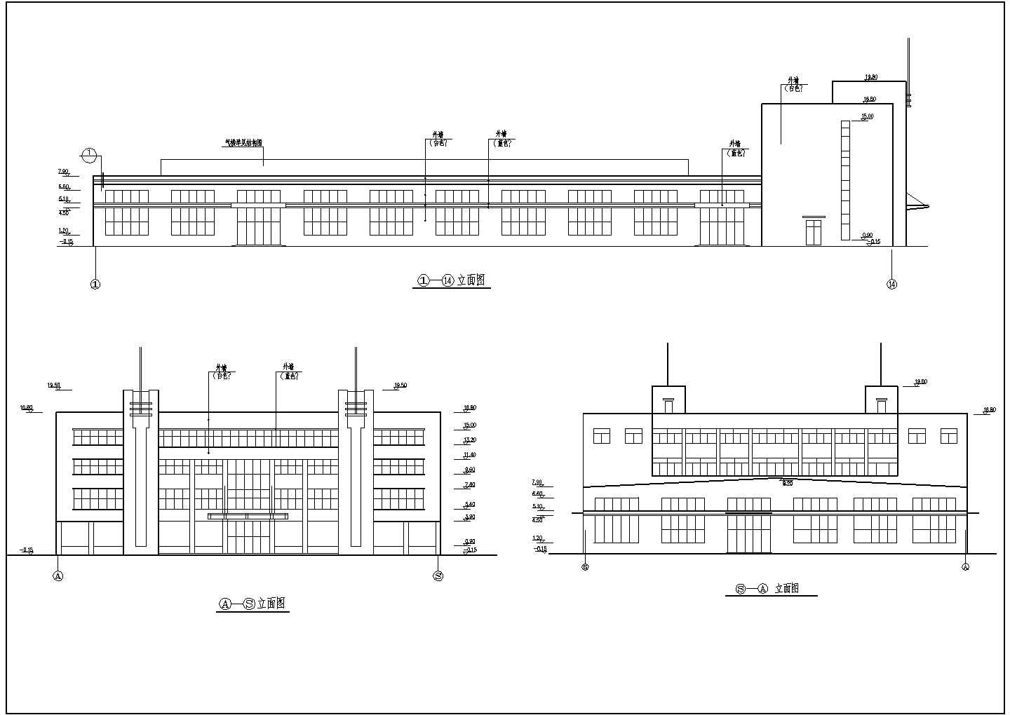 某地区厂房建筑设计施工图（含门窗表）