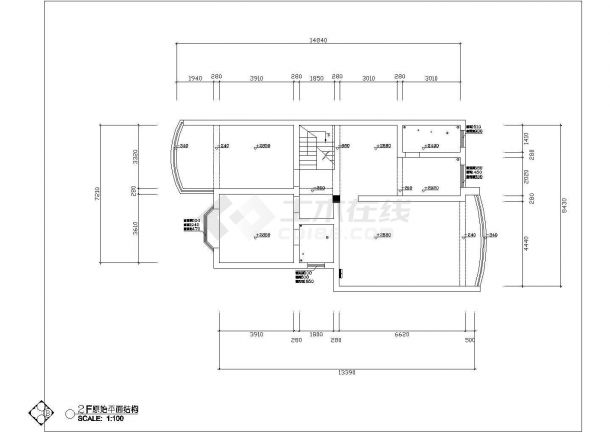 某住宅小区两室一厅装修设计平面图纸-图二