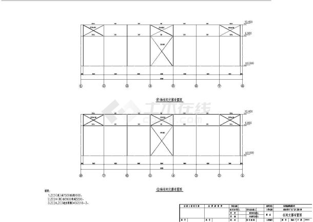 钢结构厂房结构施工图（30米跨带吊车）-图一